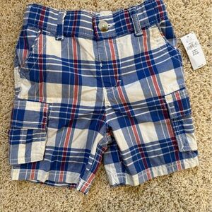 GAP Blue, White and Red Plaid Cargo Shorts